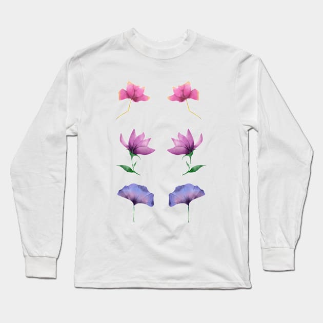 Aesthetic Flowers Pattern Long Sleeve T-Shirt by DAHLIATTE